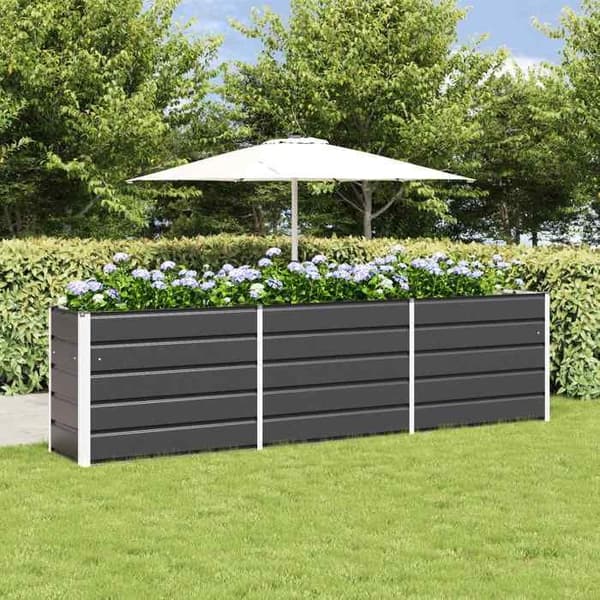 Jardinière - EXKLUSIVT HUS - 290 x 50 x 75 cm - Galvaniserat stål - Antracit - Rektangulär antracit
