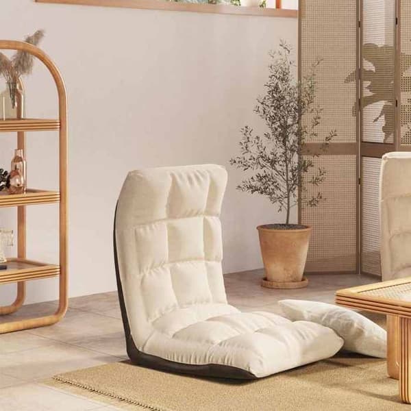 Maison Exclusive - Fällbar golvstol Creme Tyg Grädde