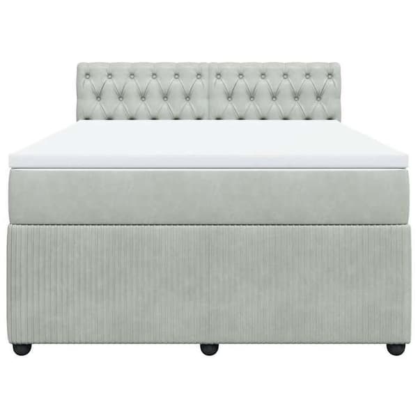 Maison Exclusive - Seng solid bund med socker og madras Grå 160x200cm Velour