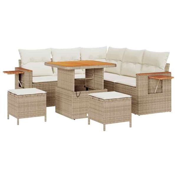 Trädgårdsmöbelset - EXKLUSIV HEM - Modulär - 8 delar - Beige - Poly rattan/stål beige