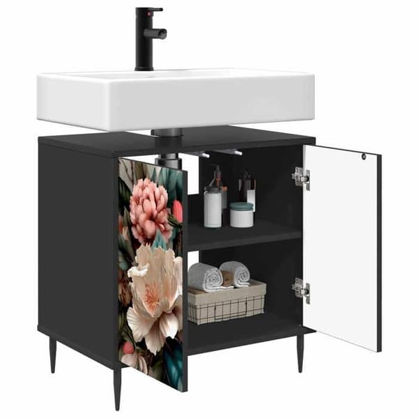 Maison Exclusive - Badeværelsesskab BORNE Sort eg 60 x 40 x 61 cm