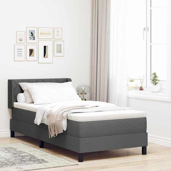 Sengestel med madras - EKSKLUSIV HUS - Moderne boxspring seng - Mørkegrå - 200 x 100 cm - Justerbar hovedgærde Mörkgrå