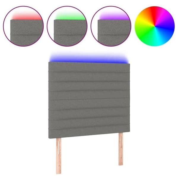 Maison Exclusive - LED-huvudgavel Mörkgrå 100x5x118/128 cm Tyg Mörkgrå