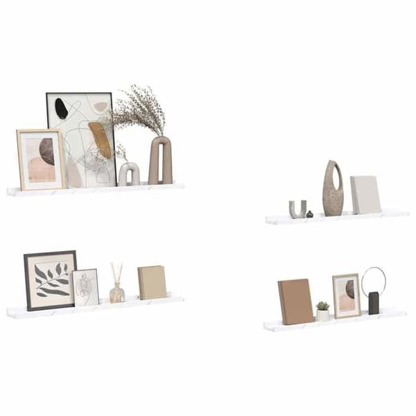 Maison Exclusive - Væghylde 4 stk Marmor hvid 80 x 9 x 3 cm