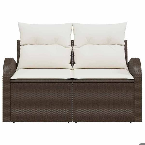 Maison Exclusive - Trädgårdsoffa med brunt kuddar 124 x 62 x 69cm polyrotin brun