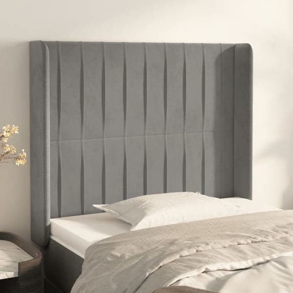 Maison Exclusive - Pääty, jossa korvat, Vaaleanharmaa 93x16x118/128 cm Sametti Ljusgrått