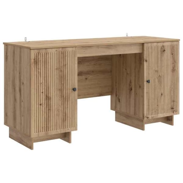 Maison Exclusive - Kontor i håndlavet egetræ, ingeniørtræ 142,5 x 50 x 75 cm