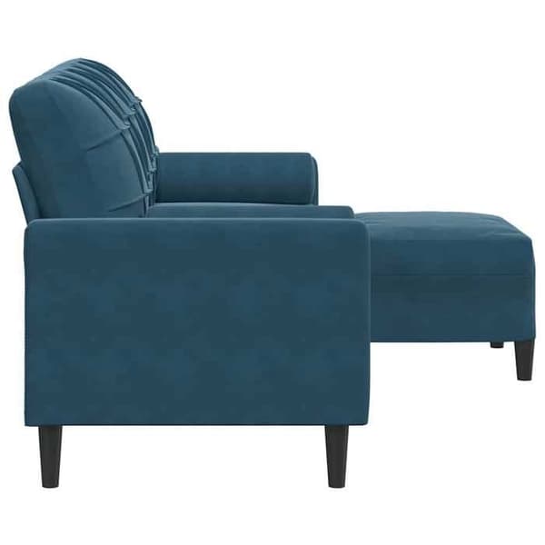 Soffa 3 platser - MAISON EXCLUSIVE - 180 cm - Blå sammet - Metallram - Med puff Blå