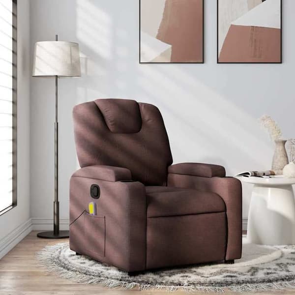 Maison Exclusive - Mørkebrun massage stol med vippefunktion i stof