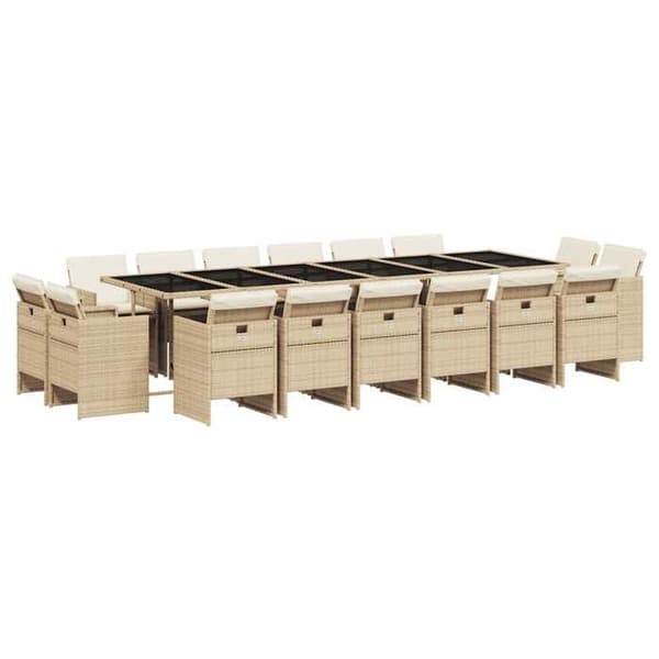 Maison Exclusive - Puutarhakalusteryhmä ja tyynyt 17 kpl beige