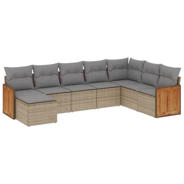 Maison Exclusive - Trädgårdsmöbler med kuddar 8 delar beige flätad resin