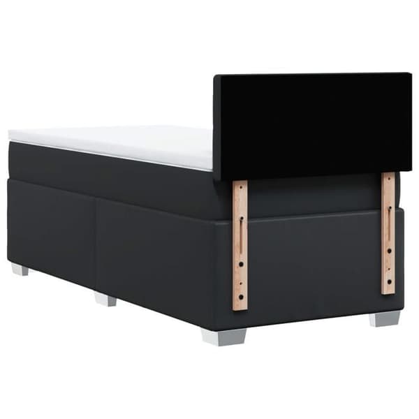 Maison Exclusive - Sengebund med lameller og madras Sort 100x200 cm Kunstlæder