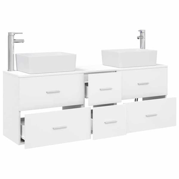 Badrumsmöbel - EXKLUSIV HEM - Set 3 delar - Vit - Väggmonterad - 136x35x80 cm Vit