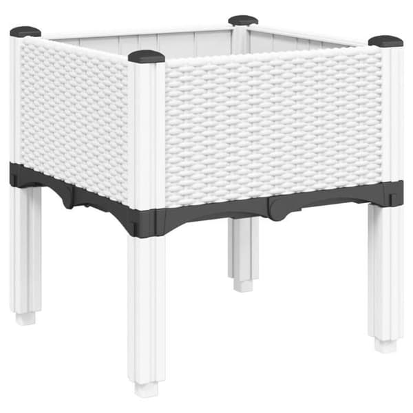 Jardiniär - EXKLUSIVT HUS - Rattanutseende - 40x40x42 cm - Stötsäker polypropen - Vit Vit