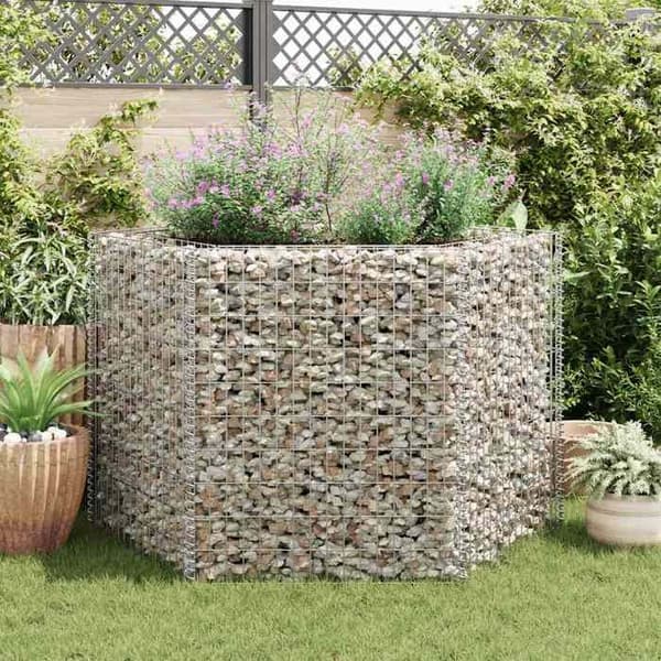 Maison Exclusive - Hexagonal gabion hævet seng 160x140x100 cm silver-