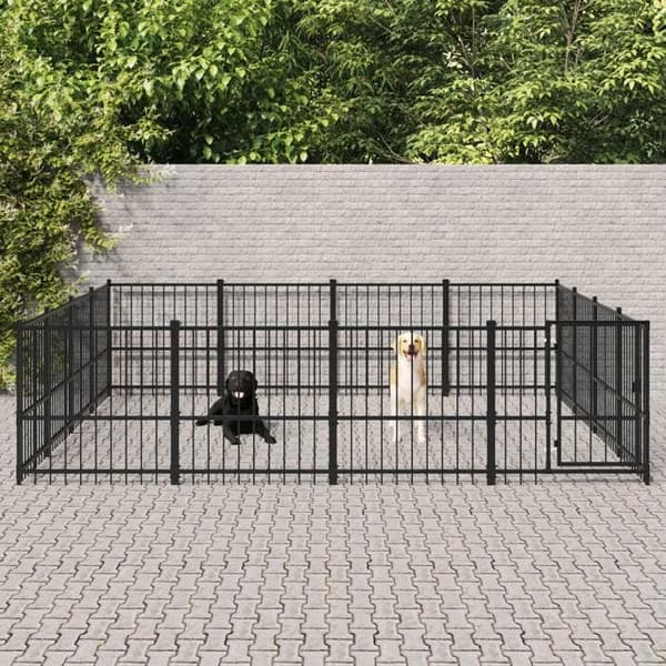 Maison Exclusive - Ulkoilma koirankoppi Teräs 15,05 m²