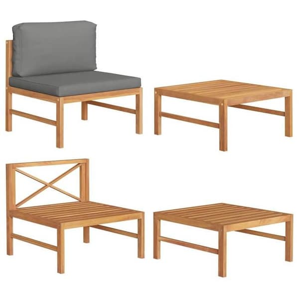 Maison Exclusive - Havegruppe 2 stk med mørkegrå puder Teaktræ Mörkgrå