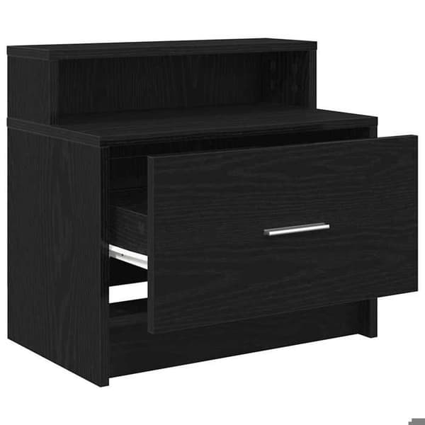 Maison Exclusive - Natborde med skuffe 2 stk. egetræ sort 51x31x47 cm