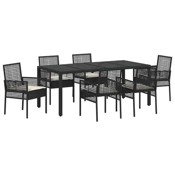 Maison Exclusive - 7 pc have spisebordssæt i sort polyrotin