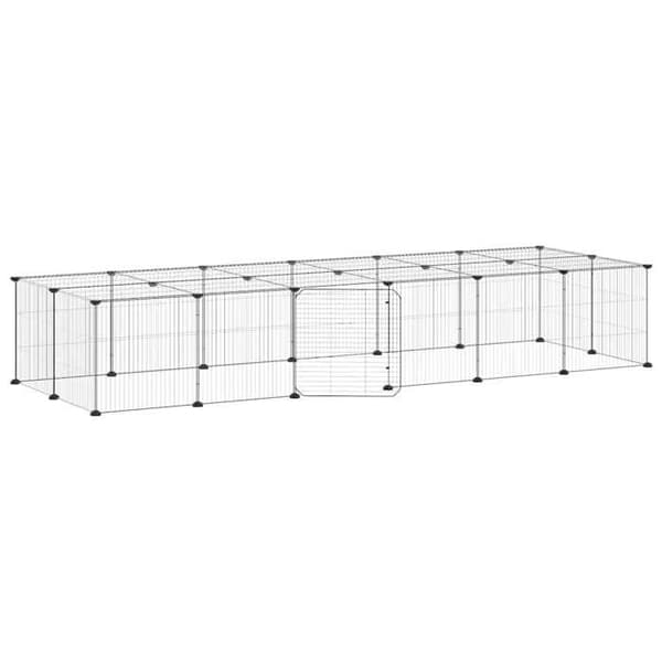 Maison Exclusive - Kæledyrbur med 28 paneler og dør Sort 210x70x35 cm