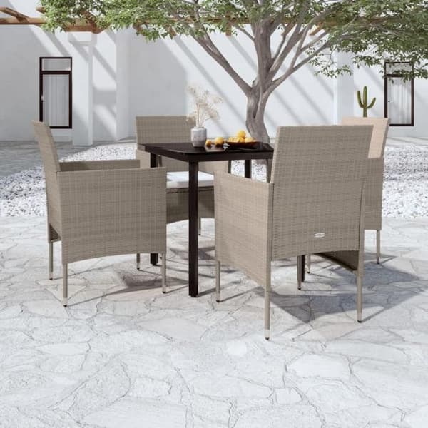 Maison Exclusive - Have spisebord sæt med puder 5 stk Beige/sort