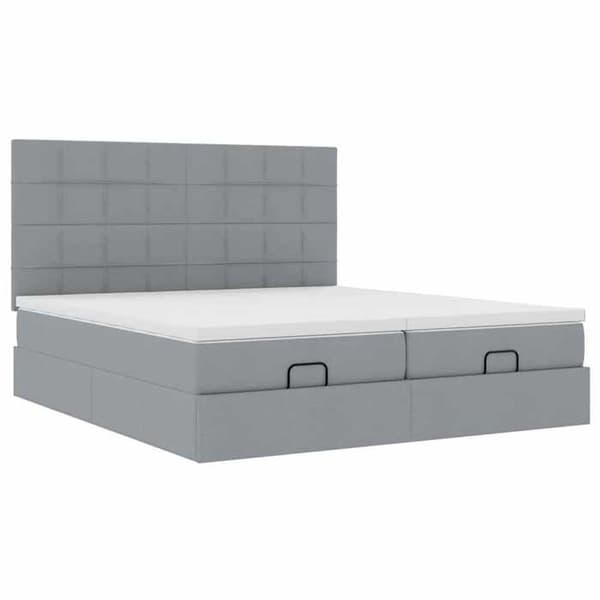 Sängsoffa - Maison Exclusive - 200x200 cm - Ljusgrått tyg - Hydraulisk förvaring Ljusgrått