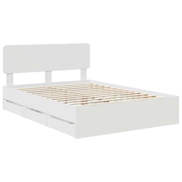 Maison Exclusive - Sängram med låda Vit 140 x 190 cm Ingenjörsträ
