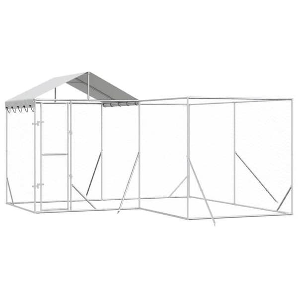Exklusivt hus - Utomhus hundbur med silvertak 4x4x2,5 m