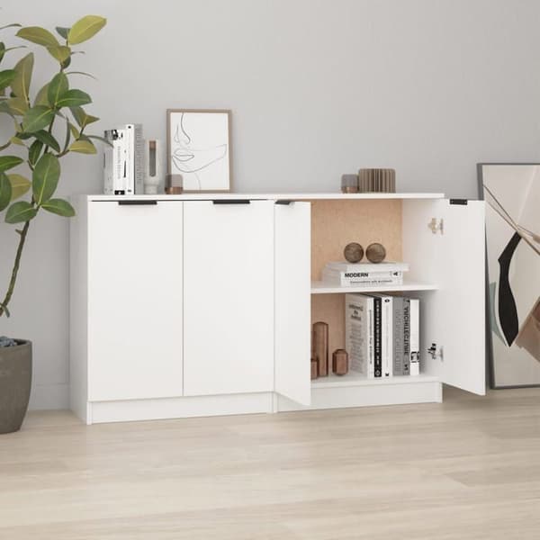 Buffé - 2 delar - Vit - 60 x 30 x 70 cm - Lättstädad ingenjörsträ Vit