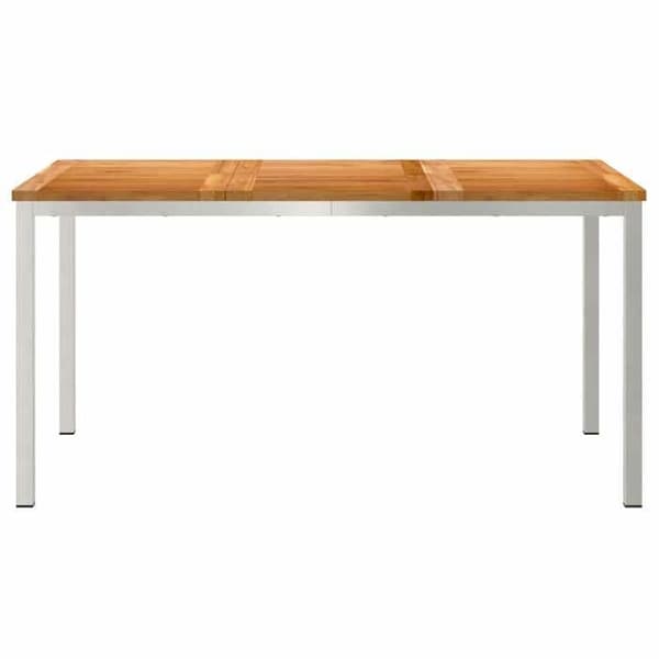 Trädgårdsbord - EXKLUSIV HEM - 150x90x75 cm - Rektangulär - Rostfritt stål & massivt trä - Utomhus, lätt att underhålla