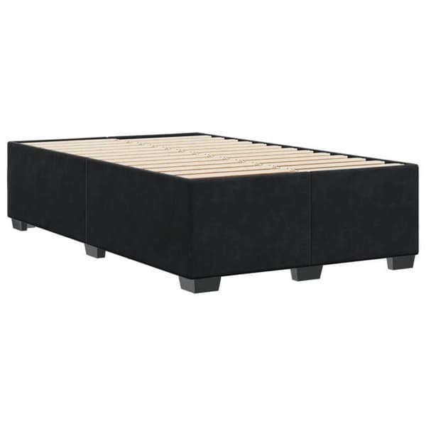 Sengestel - EKSKLUSIV HUS - 120x190 cm - Sort velour - Lamelseng - Robuste ben Svart