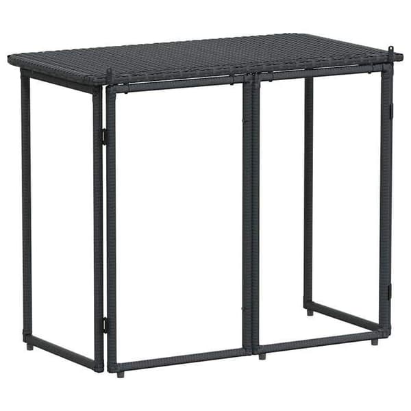 Fällbart trädgårdsbord - EXKLUSIV HEM - 90x51x75 cm - Flätad resin (polyrotin) - Stålram - Väggfäste Svart