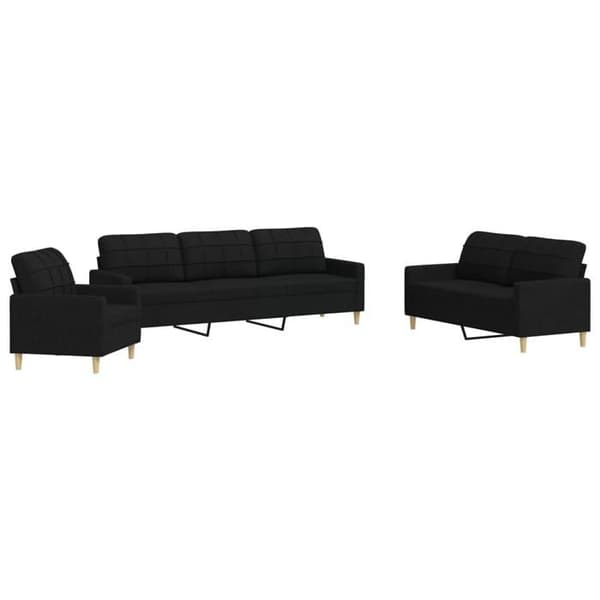 Maison Exclusive - Sæt af 3 sorte stofsofaer