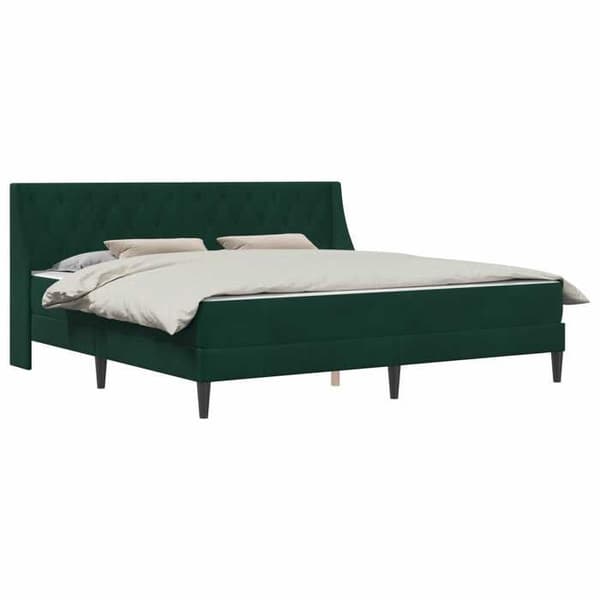 Maison Exclusive - Sängram med madrass Mörkgrön 200 x 200 cm Sammet