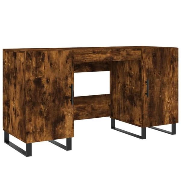 Maison Exclusive - Røget egetræ skrivebord 140x50x75 cm ingeniørtræ Rökt ek