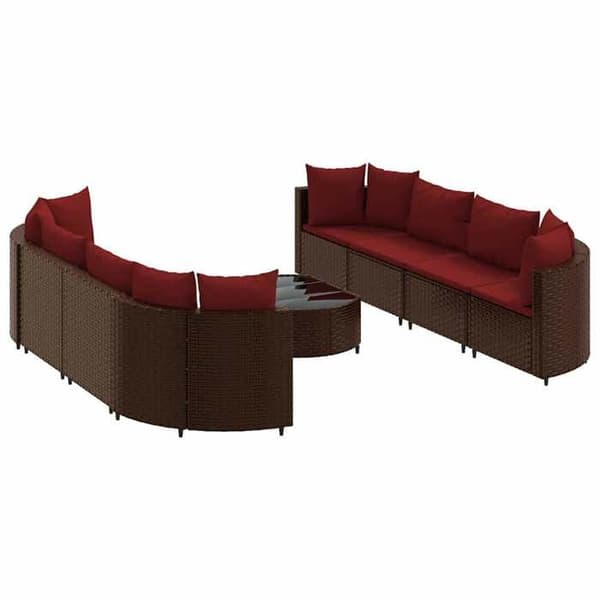 Maison Exclusive - Trädgårdsmöbler med kuddar 9 delar brun flätad resin