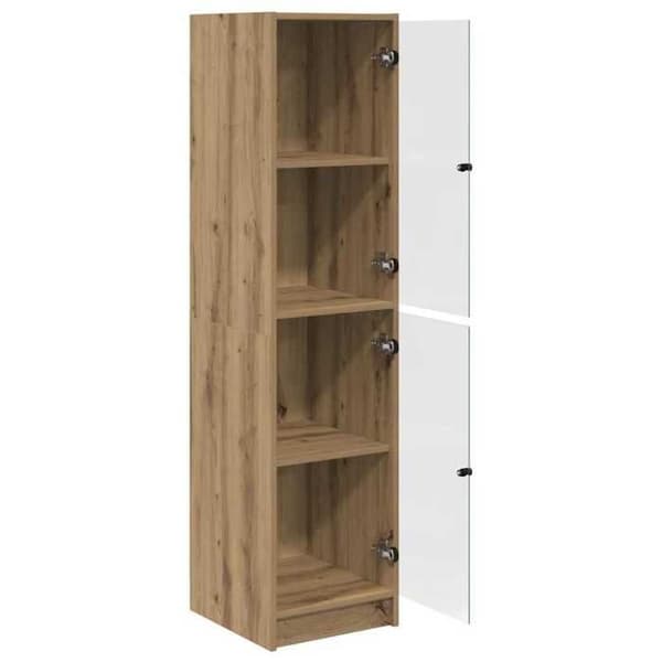 Vitrine - EKSKLUSIVT HUS - Rektangulær - Ingeniørtræ - Glasdøre - Stor kapacitet