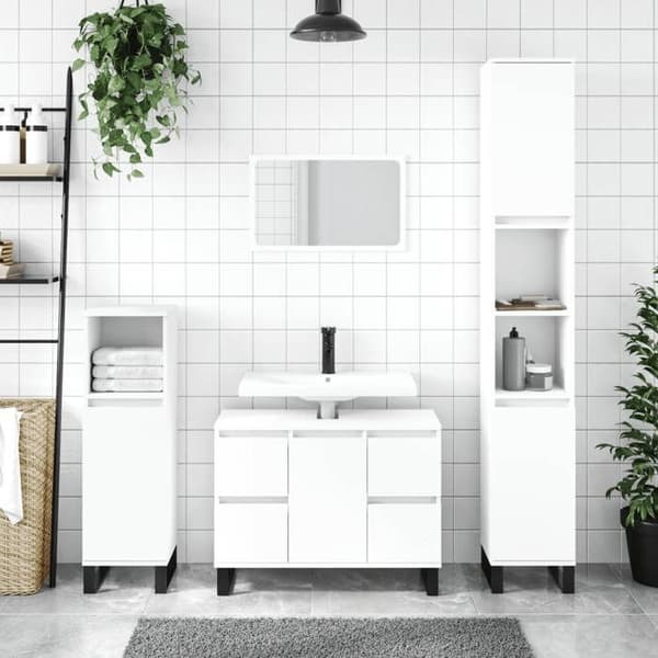 Maison Exclusive - Badrumsskåp vit 30x30x100 cm ingenjörsträ Vit