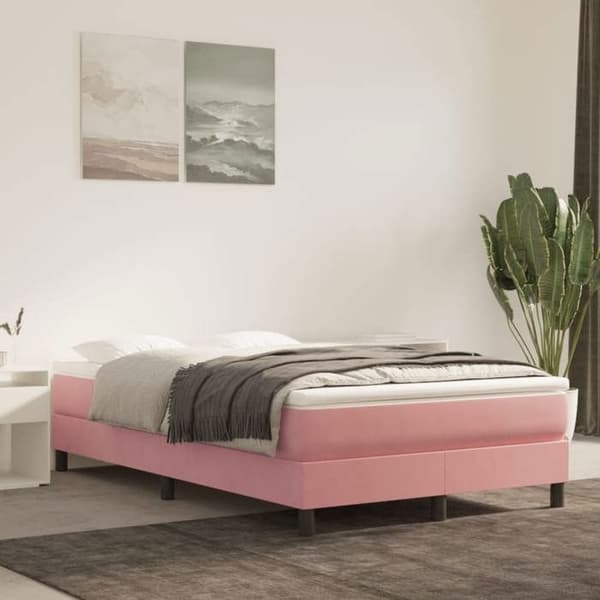 Sengestel - EKSKLUSIV HUS - 120x200 cm - Blødt velour - Lamelseng - Rosa Ros