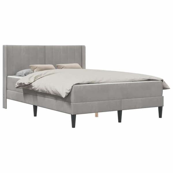 Maison Exclusive - Sängram med madrass Ljusgrå 140 x 190 cm Sammet