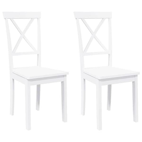 Maison Exclusive - Matstolar 2 st vit massiv gummiträ