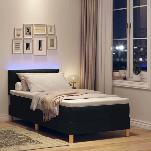 Maison Exclusive - LED-fjederseng med sorte LED-striber 90 x 200 cm stof