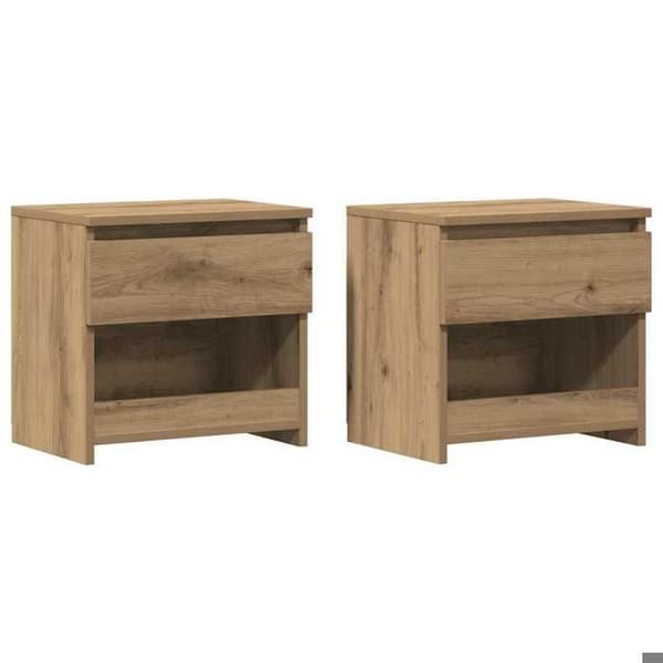 Natteskab - EKSKLUSIV HUS - Sæt af 2 - Ingeniørtræ - 1 skuffe & 1 rum - 40x30x39 cm Ek