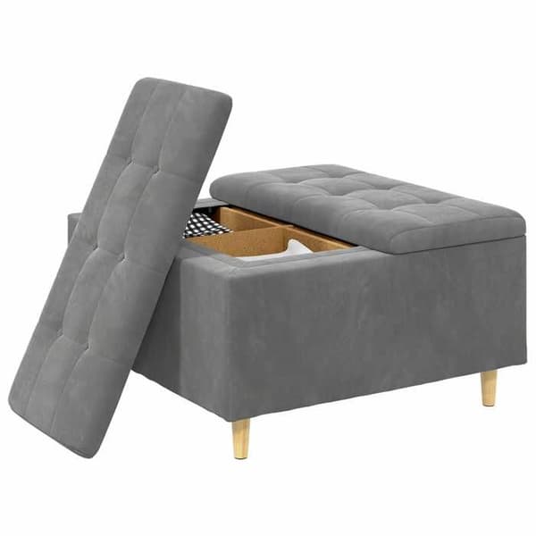 Förvaringspuff - EXKLUSIV HEM - 80 x 80 x 45 cm - Mörkgrå - Sammetstyg - Dold förvaring Mörkgrå