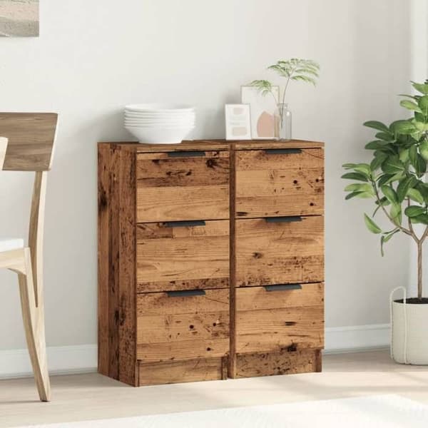 Maison Exclusive - Buffeter 2 stk gammelt træ 30x30x70 cm ingeniørtræ