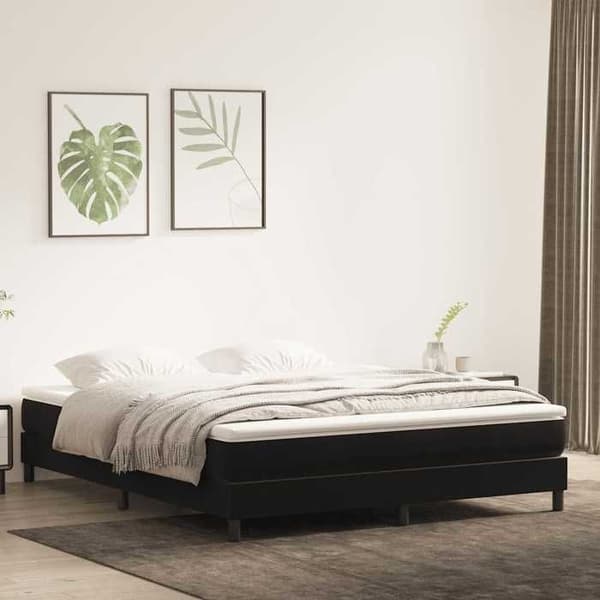 Sengestel - EKSKLUSIV HUS - 180x220 cm - Velour - Sort - Lamelseng Svart