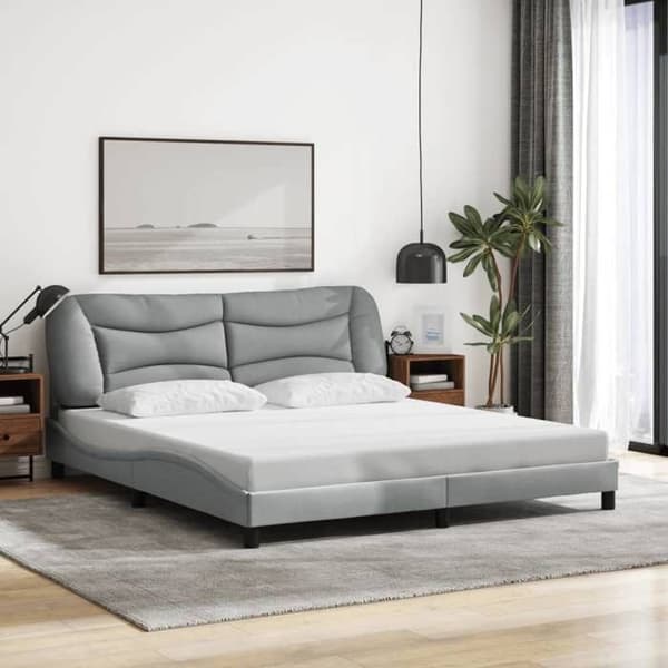 Sengestel - EKSKLUSIV HUS - Hvar - 180x200 cm - Lys grå - Indbygget LED Ljusgrått