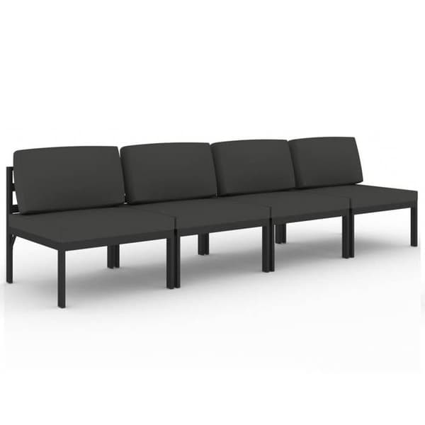 Trädgårdsmöbel - Soffa 4 platser - Aluminium - Modulär design - Antracit antracit