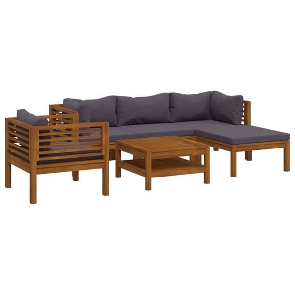 Maison Exclusive - Havegruppe 6 stk med pude i solid akacietræ
