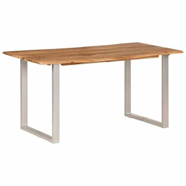 Maison Exclusive - Matbord 154x80x76 cm i solid akaciaträ silverfärgade (fötter)